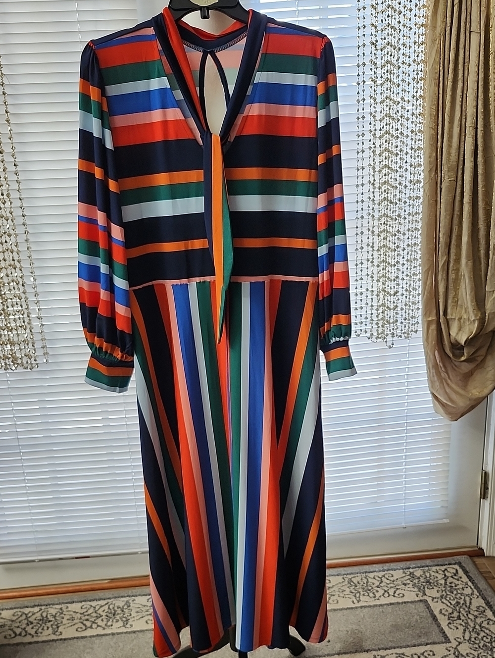 Eloquii Multicolor Striped Long Sleeve Maxi Dress